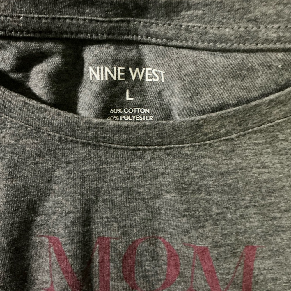 Nine West Gray Tee with Pink Text - Picture 3 of 7